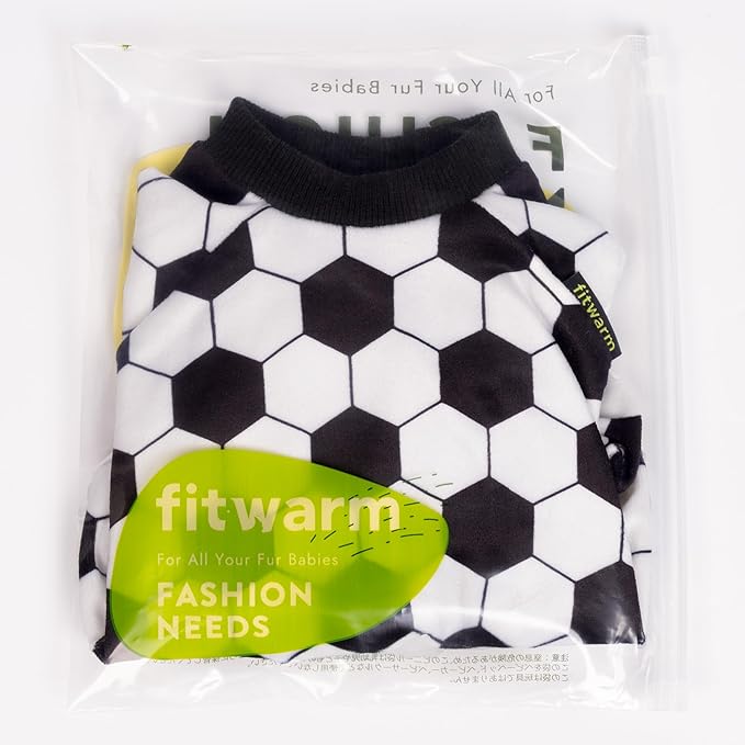 Fitwarm Soccer Dog Fleece Pajamas, Cozy Winter Clothes for Small Dogs Boy Girl, Funny Pet Clothes, Black, White, XXL