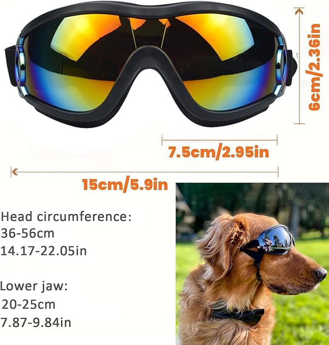 Dog Goggles Sunglasses UV Protection Wind Dust Fog Protection Pet Glasses with Adjustable Strap for Medium or Large Dog
