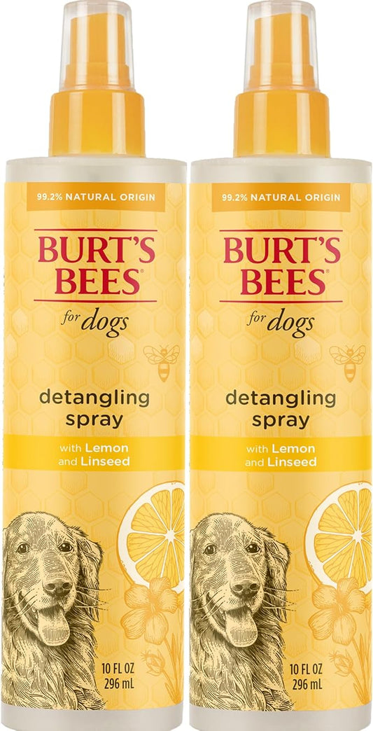 Burt's Bees for Pets Dog Detangling Spray, Natural Leave-In Coat Detangler & Dog Deodorizing Grooming Spray with Lemon, pH Balanced for Dogs, Paraben & Sulfate Free, 10 Fl Oz - 2 Pack