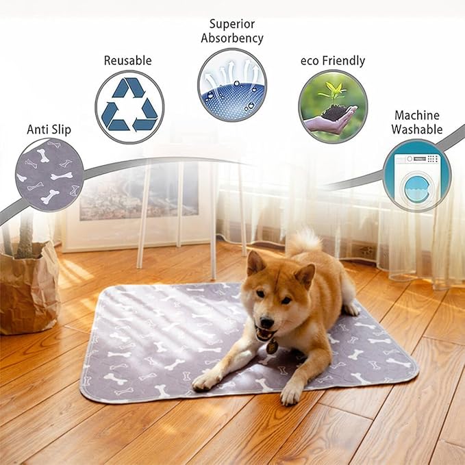 Puppy Pads with Pheromones, Washable Puppy Pee Pads for Dogs Reusable Puppy Pads for Dogs and Cats - Leak & Odor Proof, Non-Slip Base Training Pads for Home & Travel(with Pet Hair Removal Gloves)