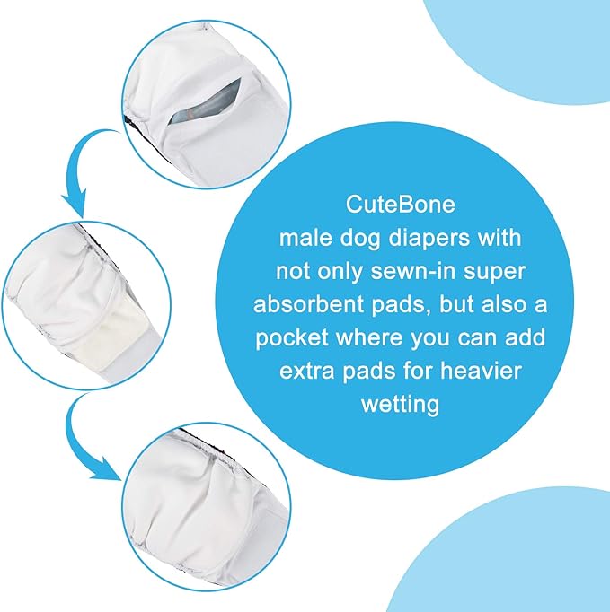 CuteBone Belly Band for Dogs Male Reusable Diapers Washable Wrap DM36XS