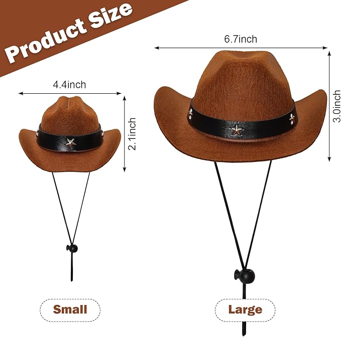 Fumwase Pet Cowboy Costume Halloween Costumes for Dogs Cat Puppy Hats with Bandana Scarf Cowboy Costume Accessories Dog Cat for Party Festival and Daily Wearing(Brown hat + Red, Small)