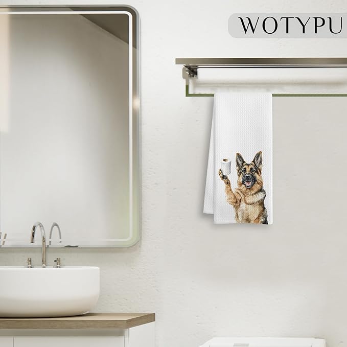 Funny German Shepherd Gifts Bathroom Hand Towels, German Shepherd Dog Lovers Gifts Decorative Hand Towels for Kids Guest Bathroom Washroom Half Bath, 16X24 Inch