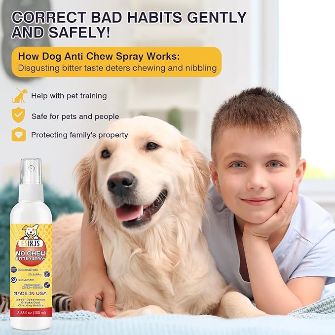 No Chew Spray for Dogs Cats Bitter Apple Spray for Puppy 6.76 Fl Oz Stop Dogs Cat from Chewing Furniture Spray Anti Licking for Dog Cat Yuck Bitter Spray Deterrent for Gentle on Skin Alcohol Free