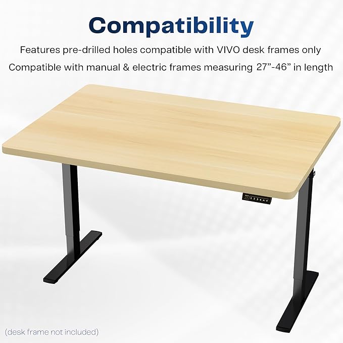 VIVO Universal 48 x 30 inch Solid One-Piece Table Top for Standard and Sit to Stand Height Adjustable Home and Office Desk Frames, Light Wood, DESK-TOP48-30C