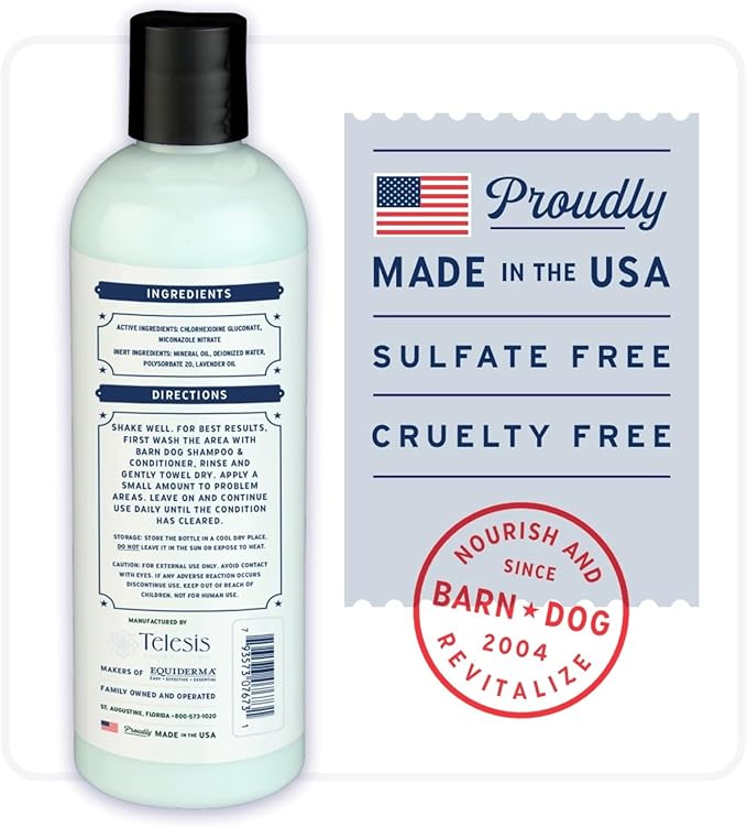 Equiderma Barn Dog Skin Lotion, Topical Solution for Skin Problems, Dog Grooming Supplies, 16 Oz.