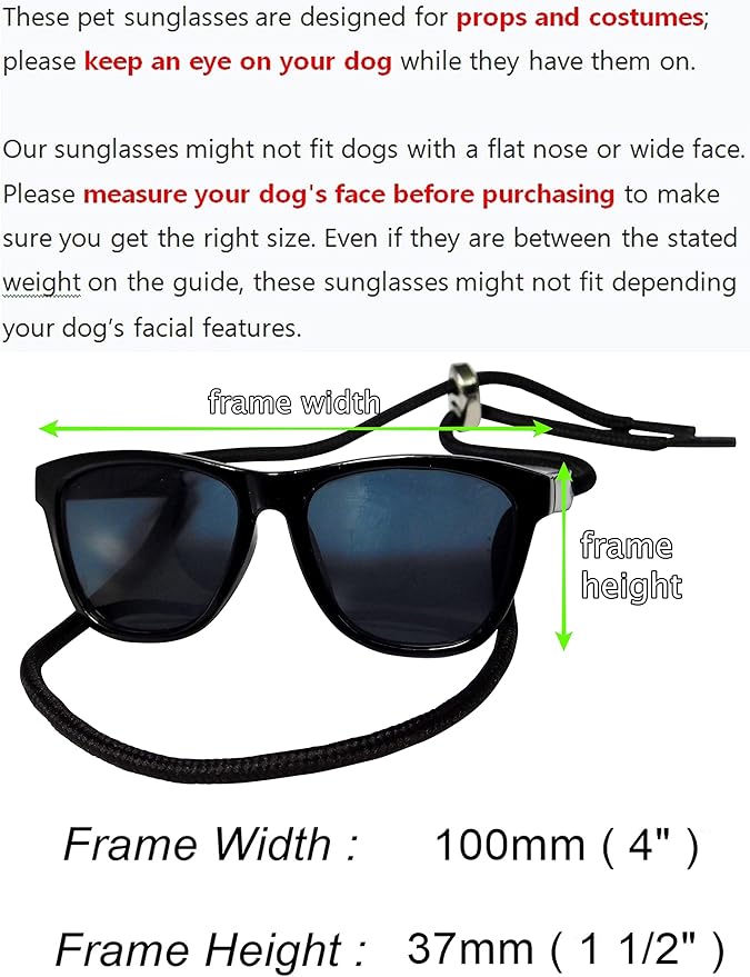 G014 Dog Small Breed up to 15lbs Pet Cat Puppy 80s Retro Sunglasses (Black)