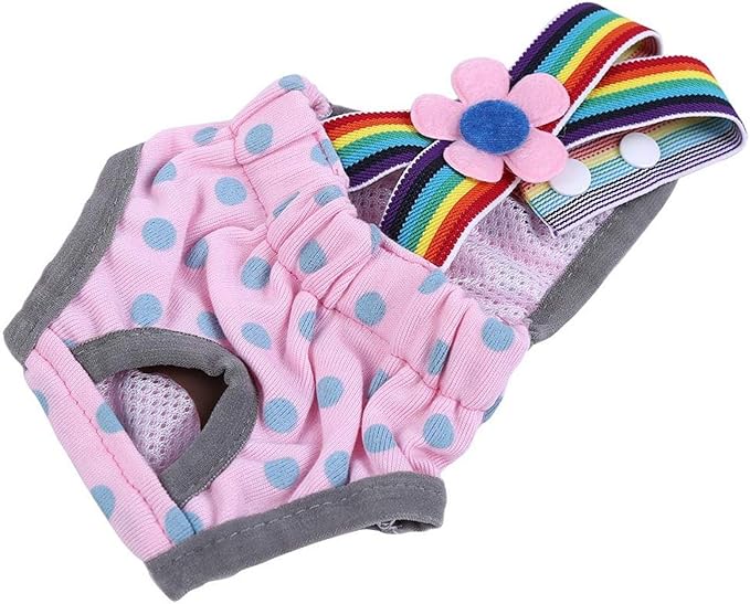 EVTSCAN Washable Female Dog Diapers Underwear, 6Sizes Pet Sanitary Pants Cloth Diaper Nappy Covers Underwear Reusable Suspender(M/12号)