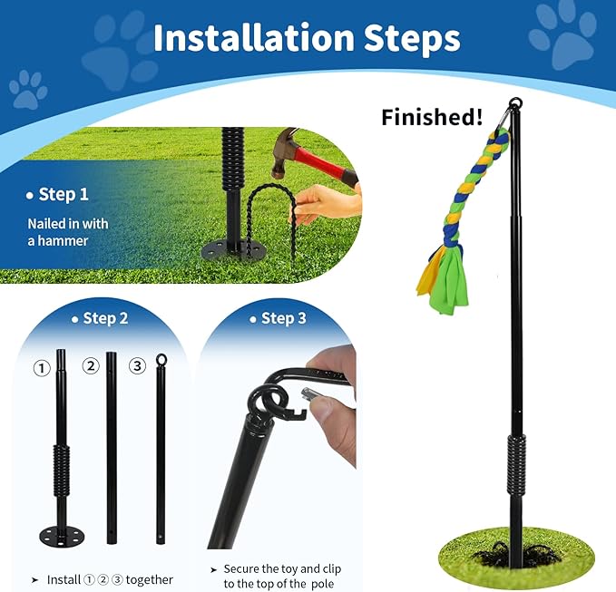 Outdoor Dog Toy,Interactive Dog Toys Outside Tug of War Dog Toy Interactive Exercise Game for Small Medium Large Dogs in Yard Park Playground Play Equipment