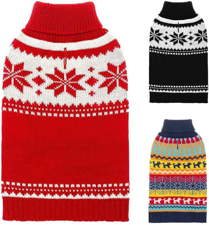 Mihachi Dog Sweater - Winter Coat Apparel Clothes with Colorful Stripes for Cold Weather