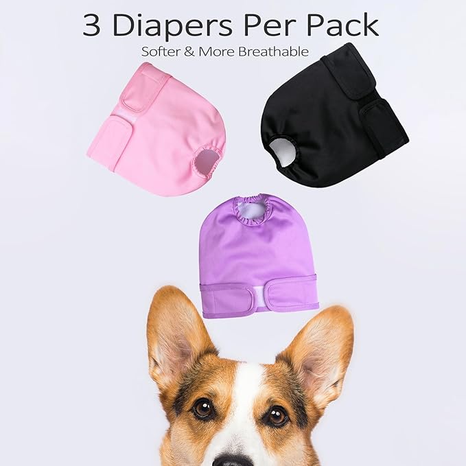 Dog Diapers Female Puppy Diapers, Highly Absorbent Dog Heat Panties Reusable, Durable Dog Sanitary Panties for Girls Medium, Upgrade Extra Large Female Doggie Diapers