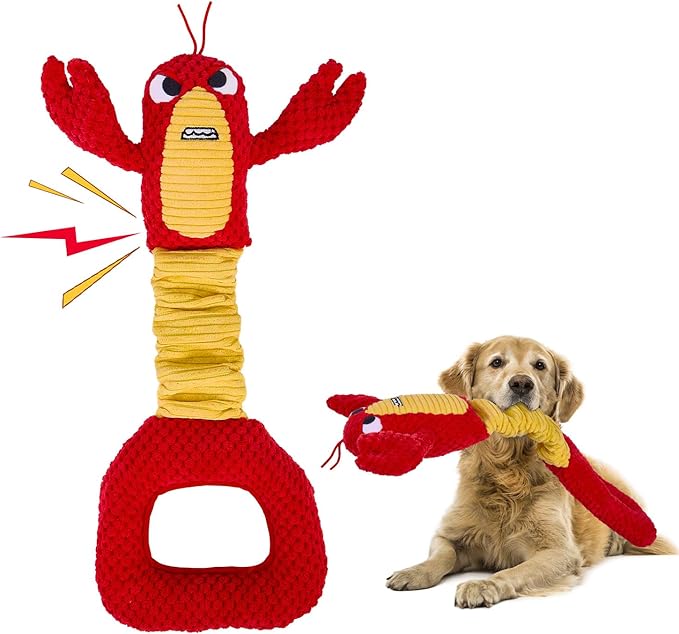 Squeaky Dog Puppy Toys, Stuffed Plush Animal to Keep Them Busy for Small Medium Large Dogs & Aggressive Chewers, Soft Indestructible Pet Chew Toys with Crinkle Paper, Best Tug of War Stuff for Puppies