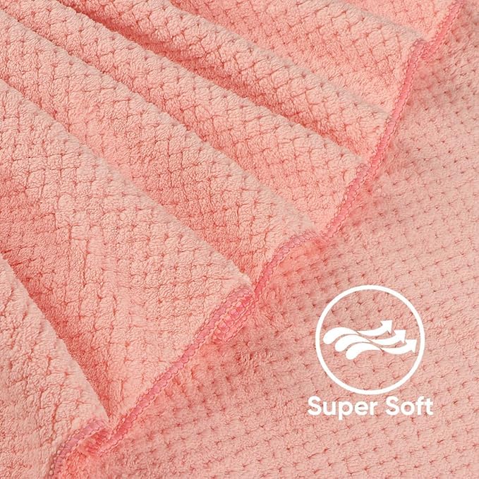 HOMEXCEL 8 Piece Bath Towel Set, Microfiber Bathroom Towel - 2 Bath Towels, 2 Hand Towels, and 4 Wash Cloths, Super Soft, Highly Absorbent Towels for Bathroom, Gym, Hotel, and Spa, Pink