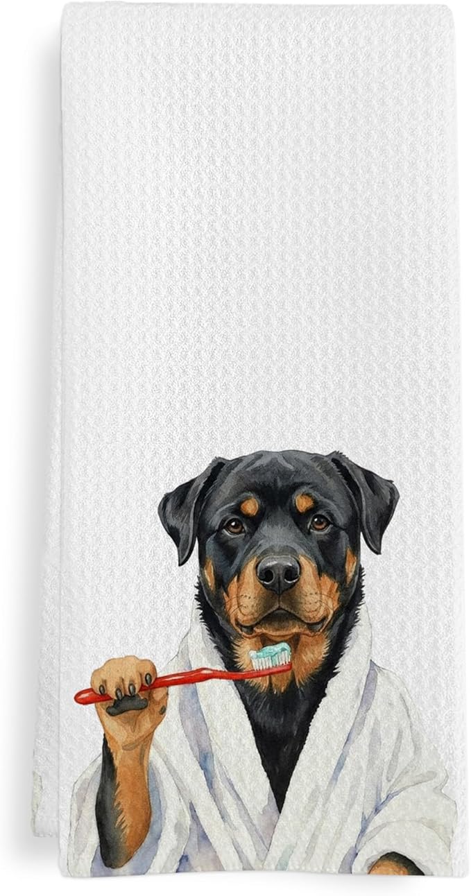 Rottweiler Gifts Bathroom Hand Towel, Funny Rottweiler Hand Towel for Bathroom Kitchen Washroom Decor, Rottweilers Dog Lovers Dish Tea Towels, 16x24 Inch