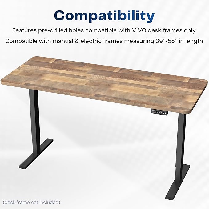 VIVO Reclaimed Wood 60 x 24 inch Universal Solid One-Piece Table Top for Standard and Sit to Stand Height Adjustable Home and Office Desk Frames, DESK-TOP60P
