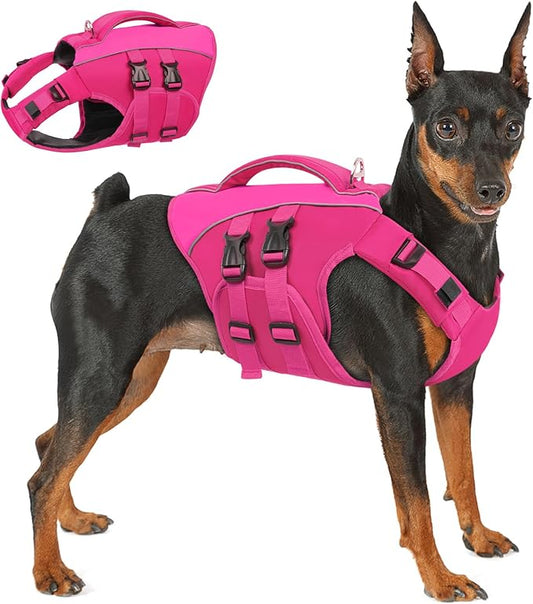 Queenmore Dog Life Jacket,Life Vest for Extra Large Dogs,Reflective Dog Swimming Jacket,Superior Buoyancy Pet Lifesaver,High Floating Pet Life Vest for Swimming(Rosered,XL)