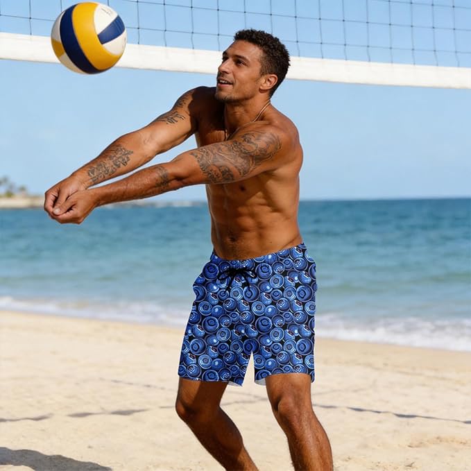 Mens Swim Trunks with Compression Liner Quick Dry Zipper Pocket Bathing
