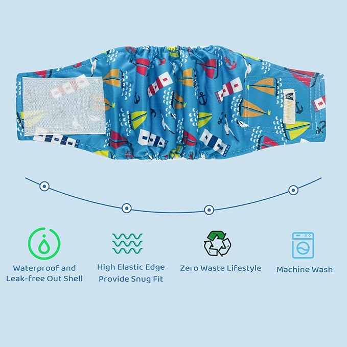 Dog Diapers Male Large High Absorbing Belly Band for Male Dogs Washable Male Diapers for Dogs with Cute Patterns 5packs (L, 14” - 18” Waist)