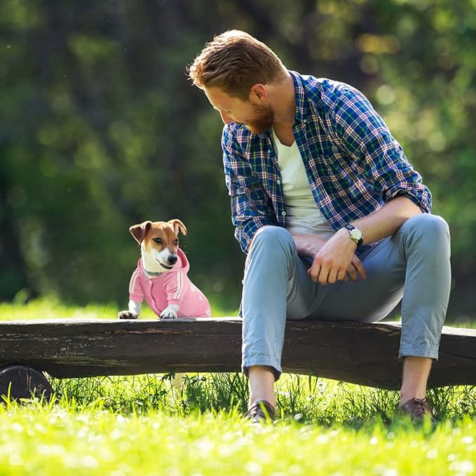 Soft & Warm Dog Outfit Pullover Hoodie - Jumpsuit Sweatshirt for Small to XX-Large Dogs (Pink)