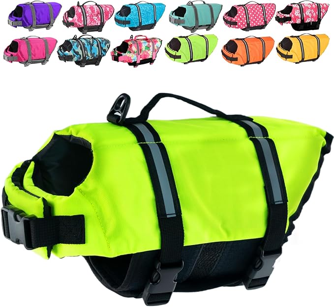 Doglay Dog Life Jacket, Dog Life Vest for Swimming Boating, Adjustable Puppy Life Jacket with Reflective Stripes, Superior Buoyancy Dog Swimming Vest for Small Medium and Large Dogs