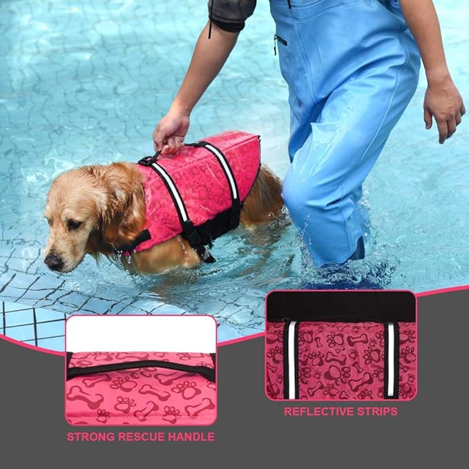 Doglay Dog Life Jacket, Dog Life Vest for Swimming Boating, Adjustable Puppy Life Jacket with Reflective Stripes, Superior Buoyancy Dog Swimming Vest for Small Medium and Large Dogs