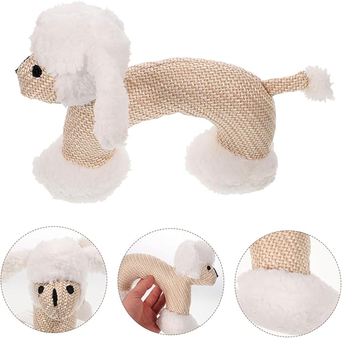 SUPVOX 1pc Plush Pet Toy Squeakers and Chew Toy for Dogs and Puppies for Teething and Boredom Relief Beige Poodle