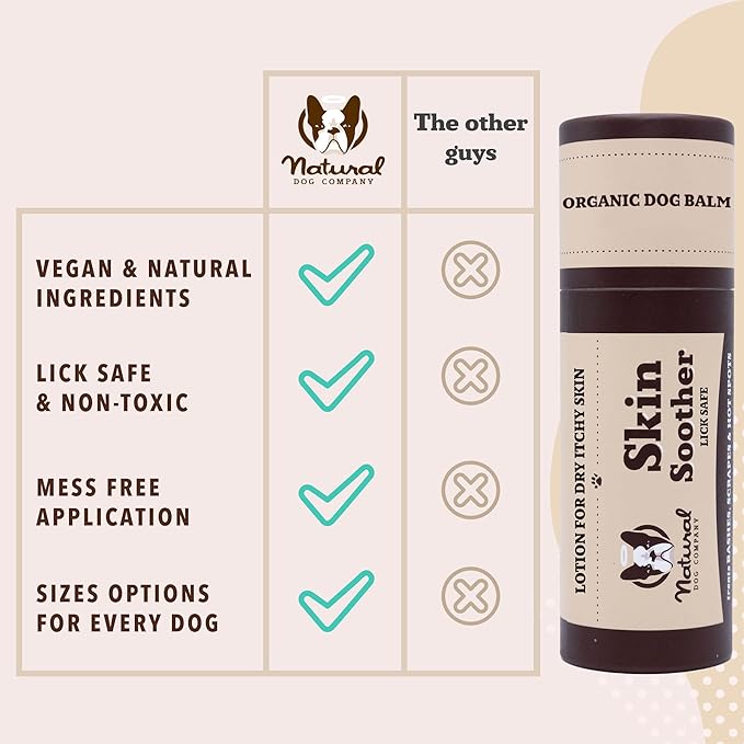 Natural Dog Company Skin Soother Balm for Dogs – Dog Skin Balm for Dry Winter Skin, Seasonal Sensitivity & Environmental Stress, Dog Moisturizer with Coconut Oil, Calendula & Vitamin E, 2 oz Stick