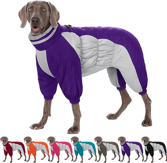 AOFITEE Large Dog Coat Warm Dog Jacket for Winter, Dogs Winter Coat with Harness Built in, Reflective Turtleneck Dogs Puffer Jacket Snowsuit, Full Body Fleece Coats for Small Medium Large Pet, XL