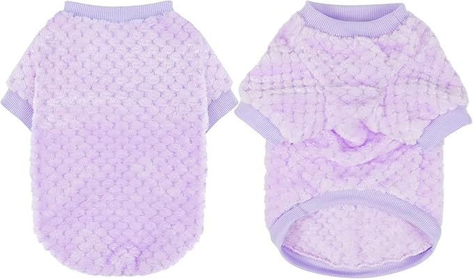 Fuzzy Pineapple Grid Dog Sweater - Ultra Soft & Warm Winter Pet Apparel, Fluffy Textured Knit for Small, Medium Dogs and Cats, Cozy Pullover Dog Coat for Cold Weather.Purple XL