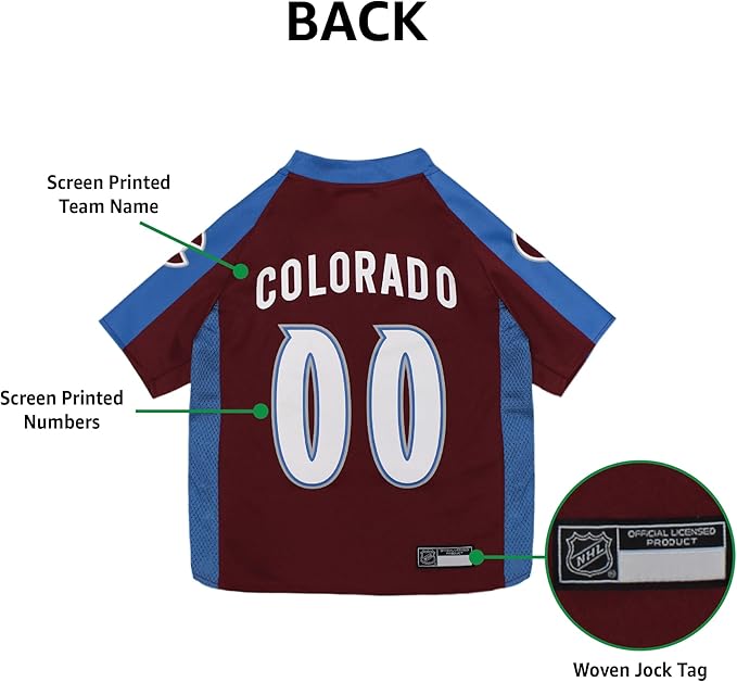 Pets First NHL Colorado Avalanche Jersey for Dogs & Cats, X-Large. - Let Your Pet Be A Real NHL Fan!