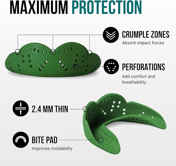 SISU Max Mouthguard - 50% Stronger, Maximum Protection for Rugby, MMA, Boxing, Lacrosse, Football, Hockey, High-Impact Sports - Adult Fit, Remoldable Up to 20 Times, Works for Braces