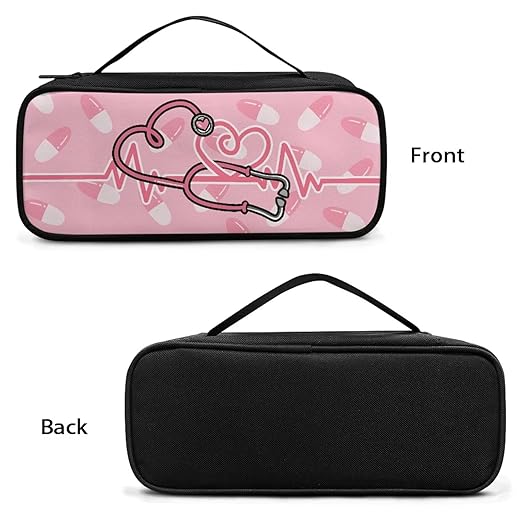 Gomyblomy Pink Stethoscope Case with Extra Room for Nurse and Doctors Lightweight Stethoscope Storage Bag with Handle Portable Stethoscope Holder Fit for Most Stethoscopes