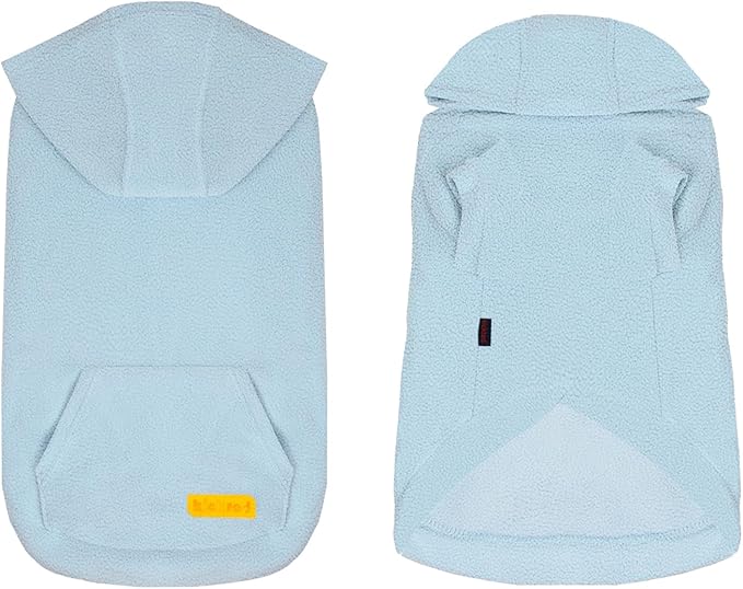 Basic Dog Hoodie Sweatshirts, Pet Clothes Hoodies, Granular Velvet, Sweater with Hat and Leash Hole, Soft Velvet Outfit Coat for Small Medium Large Dogs, Blue (Medium)