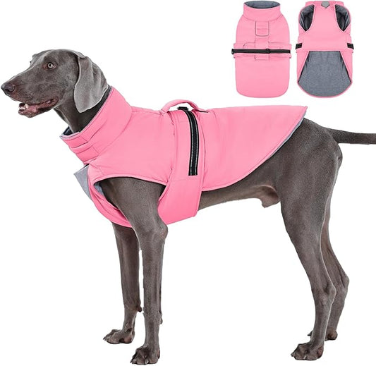 IECOii Dog Jackets for Large Dogs Winter - Reflective Cold Weather Coats, Waterproof Windproof Winter Coat with Warm Fleece Lined Vest for Hunting Daily Walk, Running, Ski Trips, Orange, Size 2XL