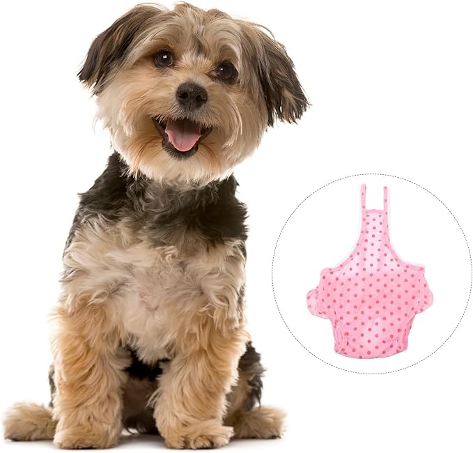 Pet Dog Diapers Female Physiological Panties with Suspenders, Pink M Size, Soft Breathable Fabric for Heat Cycle Protection, Suitable for Small to Medium Female Dogs