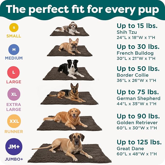 Furhaven 60" x 48" Highly Absorbent Dog Door Mat for Muddy Paws, 100% Washable, Perfect for Entryway, Kitchen, & Bathroom Use - Chenille Shammy Rug - Mud (Brown), Jumbo Plus/XXXL
