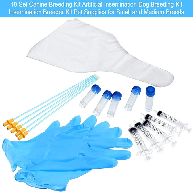 BBTO 10 Set Artificial Insemination Dog Breeding Kit Canine Breeding Kit Insemination Breeder Supplies Pet Supplies for Small Medium Breeds