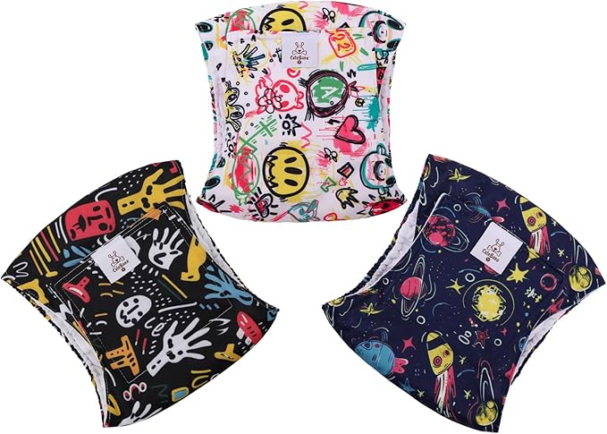 CuteBone Dog Diapers Male Washable Belly Band for Male Dogs Wraps Black 3pcs a Pack DM54S