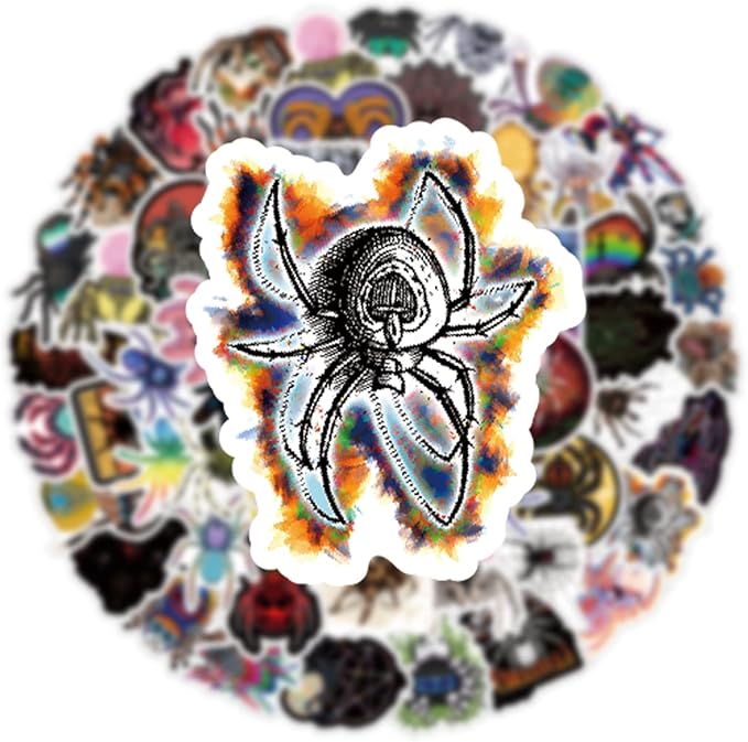 Spider Halloween Stickers 63Pcs Horror Fear Animals Pack | Cool Colorful Deacls Graffiti for Skateboard Luggage Water Bottle Laptop Computer Phone