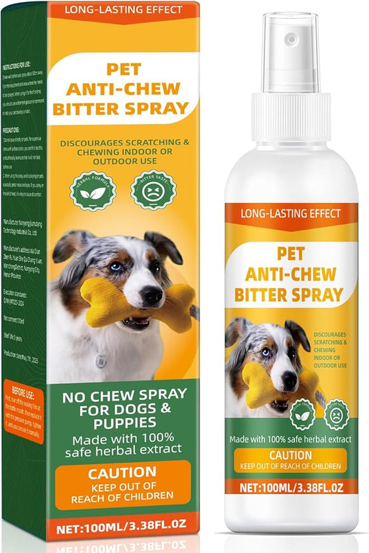Anti-Chew Bitter for Dog Behavior Training Aid Spray, Natural Ingredients, Protect Furniture Shoes Belongings, Stop Chewing, Licking, Biting for Dog Deterrent Spray - Formula 6