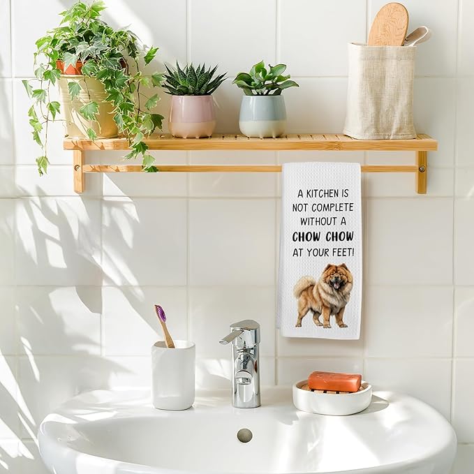 Chow Chow Gifts Dog Kitchen Towels, Gifts for Chowchow Lovers Women Hand Towel, A Chowchow at Your Feet Decorative Tea Dish Towels for Kitchens, Chowchow Dog Kitchen Decor, 16x24in
