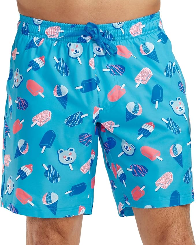 Tipsy Elves Men's Stretch Swim Trunks 7 Inch Inseam 4-Way Stretch with Mesh Liner - Quick-Dry Funny Swimwear Bathing Suit