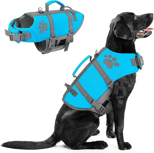 Queenmore XXL Dog Life Jacket, Floating Dog Swimming Vest, Large Breeds Life Vest for Swimming, Adjustable Pet Life Vests for Boating with Rescue Handle, Large Pet Water Saftey Preserver for Pool