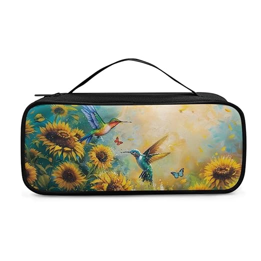 Gomyblomy Sunflower Hummingbird Stethoscope Case Compatible with Most Stethoscopes, Lightweight Stethoscope Case with Extra Mesh Pocket for Nurse Accessories