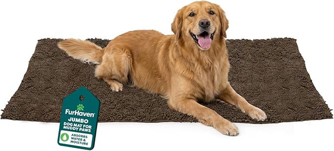 Furhaven 60" x 30" Highly Absorbent Runner Door Mat for Muddy Paws, 100% Washable, Perfect for Entryway, Kitchen, & Bathroom Use - Chenille Shammy Rug - Mud (Brown), Runner/XXL