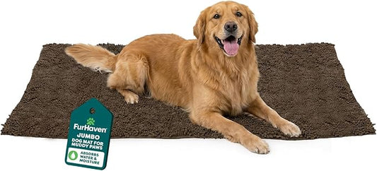 Furhaven 60" x 30" Highly Absorbent Runner Door Mat for Muddy Paws, 100% Washable, Perfect for Entryway, Kitchen, & Bathroom Use - Chenille Shammy Rug - Mud (Brown), Runner/XXL