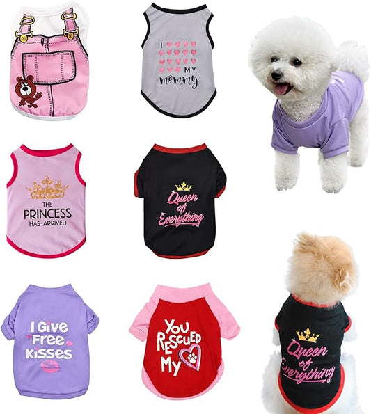 6 Pack Dog Clothes for Small Dogs Girl, Soft and Breathable Puppy Kitten Dog Shirts with Letters for Pet Cats, Summer Dogs' T-Shirts Apparel Sleeveless Vests for Chihuahua Yorkies (XL)
