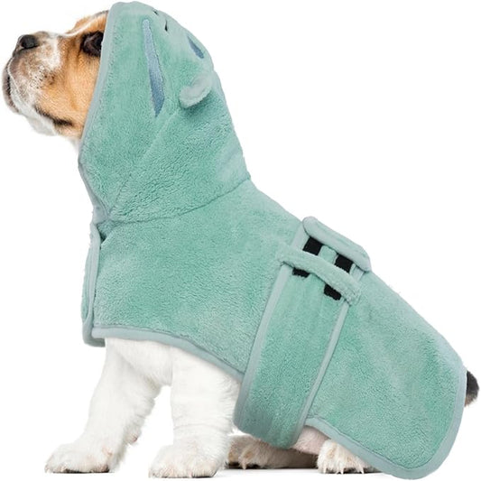 Bathrobe-Drying Coat, Microfibre Material Fast Drying Super Absorbent Towel, Magic Sticker & Belly Strap, Dog/Cat Robe Set for Puppy-Small to Large