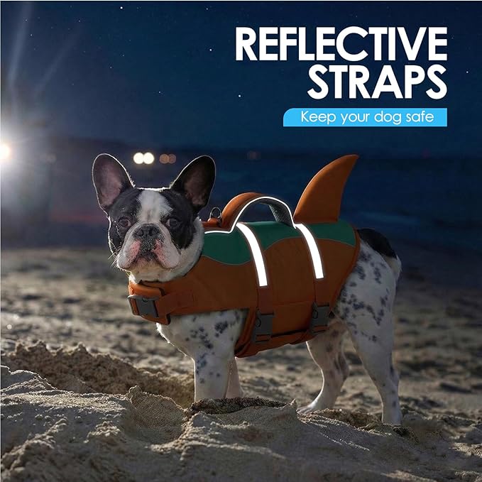 AOFITEE Dog Life Jacket, Dog Life Vest for Swimming, Reflective Puppy Safety Vest with Superior Buoyancy and Rescue Handle, Adjustable Dogs Swimsuit Float Coat for Small Dogs, Orange XS