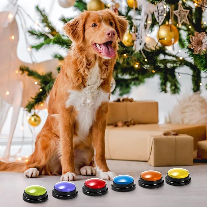 Youeon 6 Pack Voice Recording Button, 6 Colors Dog Buttons for Communication Pet Training Buzzer, 30 Seconds Record & Playback, Funny Record Buttons for Pet, Classroom, Office, Home